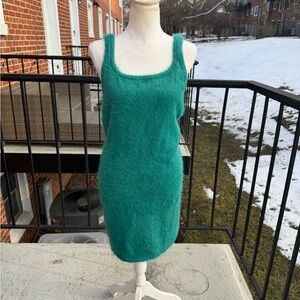 NWT Aerie Teal Fuzzy Sleeveless Dress Size Large